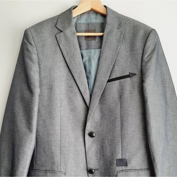 GSUS INDUSTRIES Linen Cotton Blend Blazer Jacket Grey Men's Sz M - Picture 2 of 16